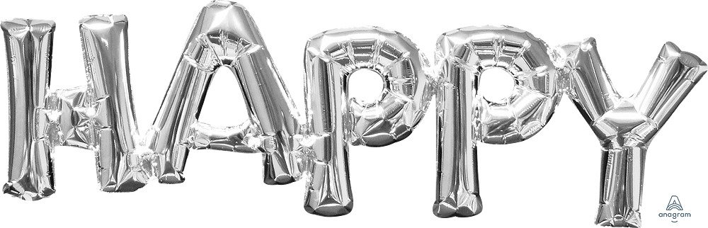 16" 'Happy' in Silver