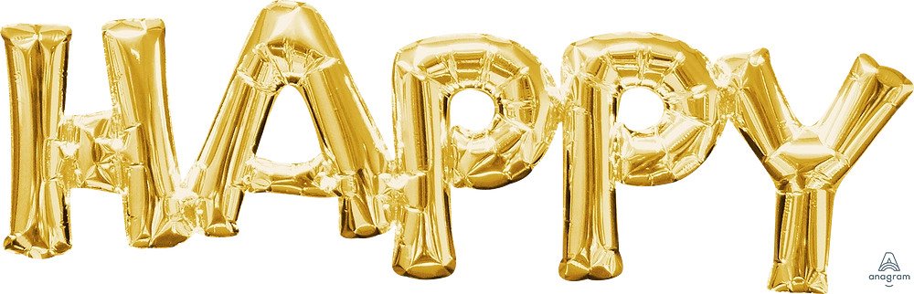 16" 'Happy' in Gold