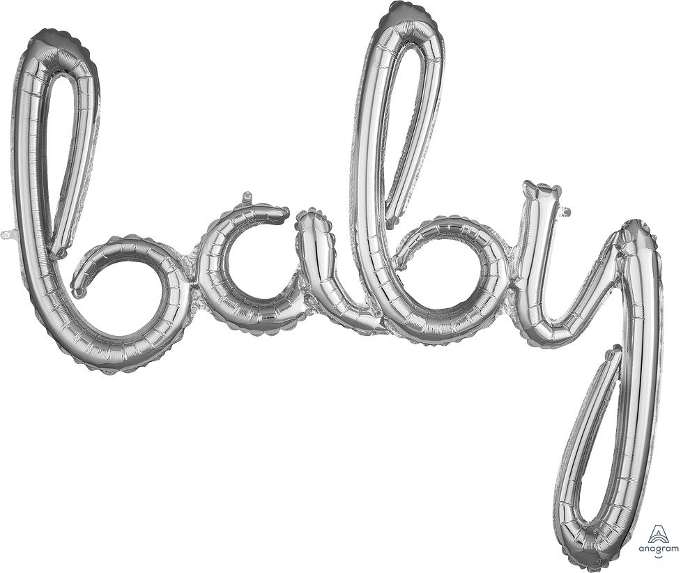 39" 'Baby' Script in Silver Phrases