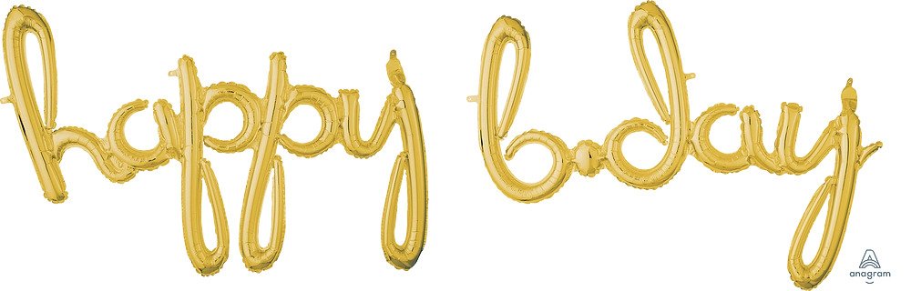 70" 'Happy B'day' Script in Gold