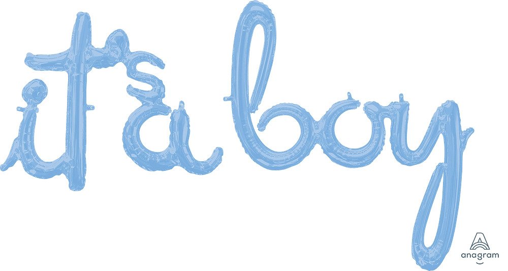 56" "It’s a Boy" Light Blue Script Phrases