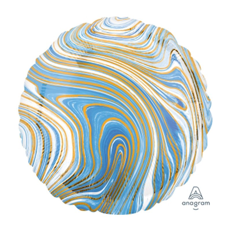 18" Marblez Blue Round Foil Balloon