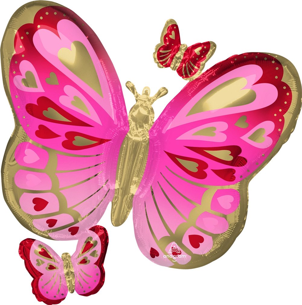 38" Red, Pink and Gold Butterfly