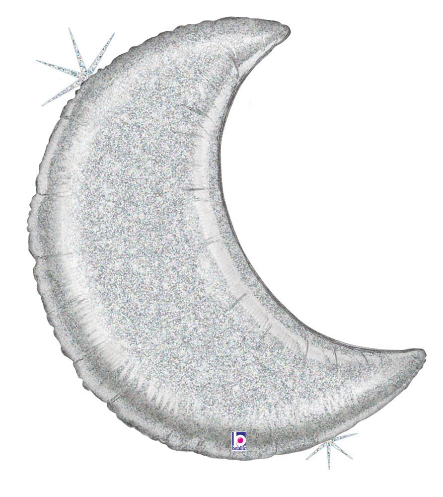 42" Silver Glitter Moon