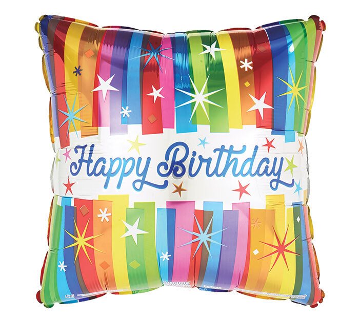 17" Birthday Stripes Square