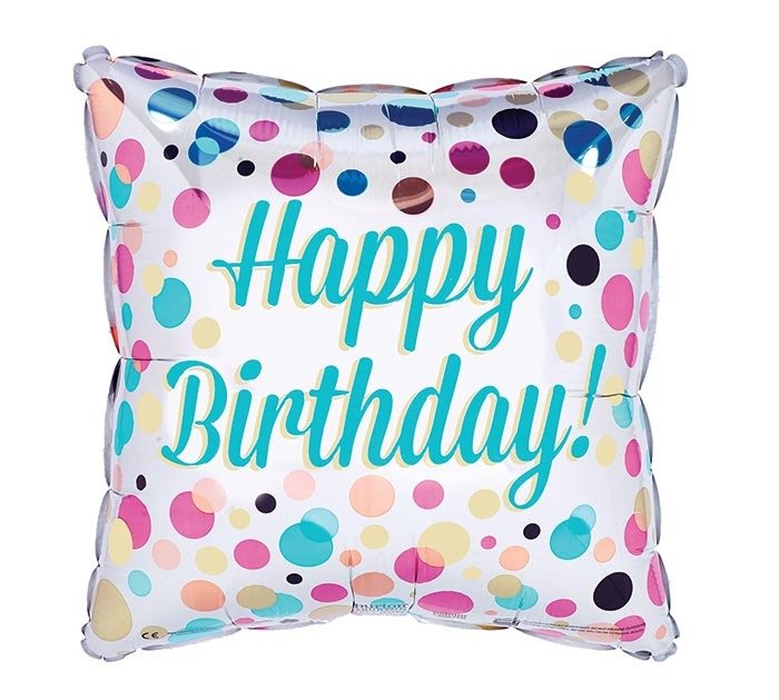 17" Birthday Dots Square