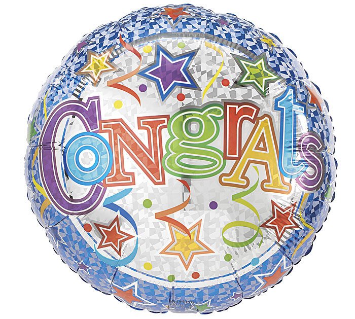18" BLUE CONGRATS BALLOON