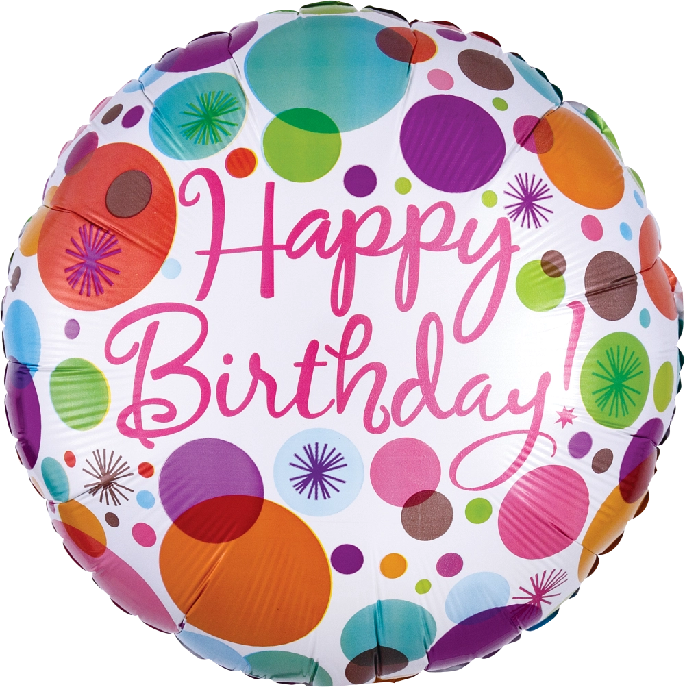 18" Happy Birthday Polka Dots