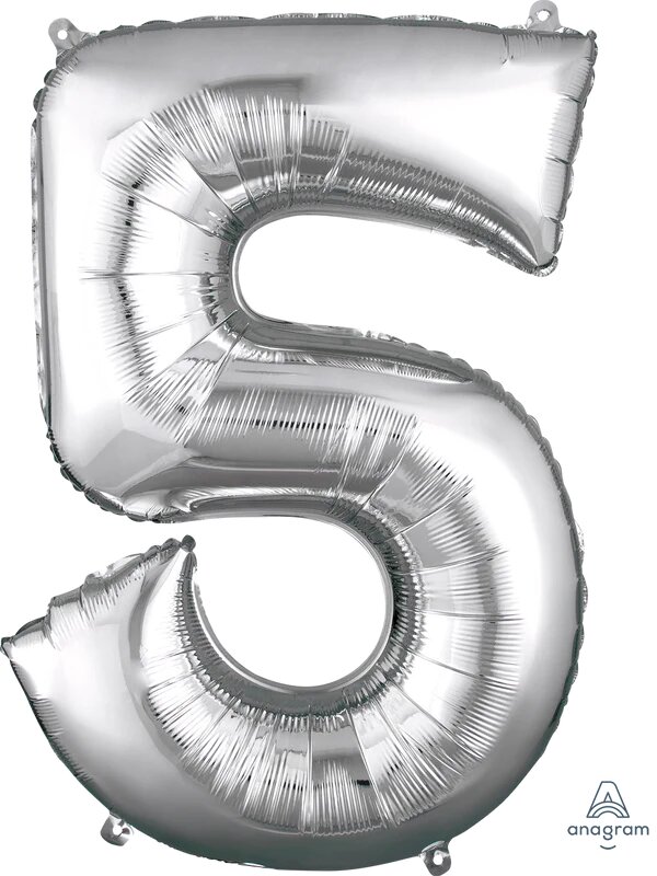 16" Number 5 Silver Anagram