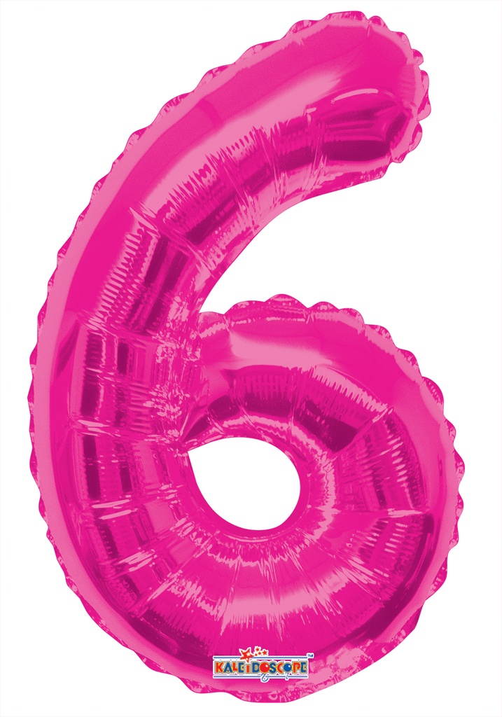 14" Number 6 Hot Pink Kaleidoscope