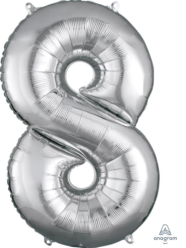 16" Number 8 Silver Anagram