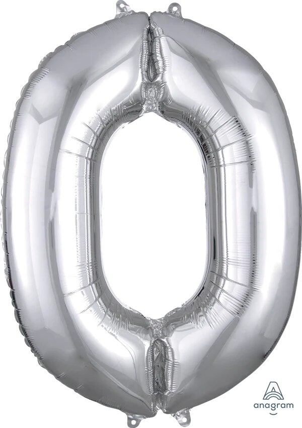 16" Number 0 Silver Anagram