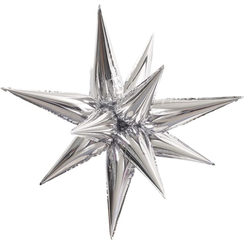 40" Exploding Stars Silver Balloon