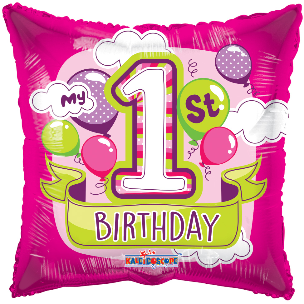 18" 1St Birthday Girl Balloons
