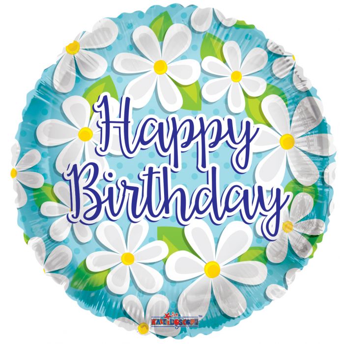 18" White Daisies Birthday