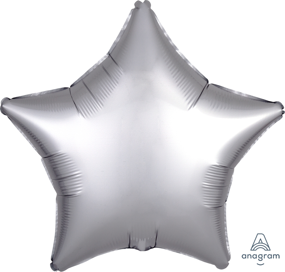 18" Satin Luxe Platinum Star Foil Balloon