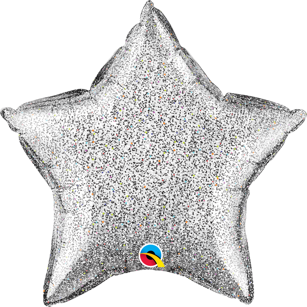 20" Glittergraphic Star Silver Foil Balloon