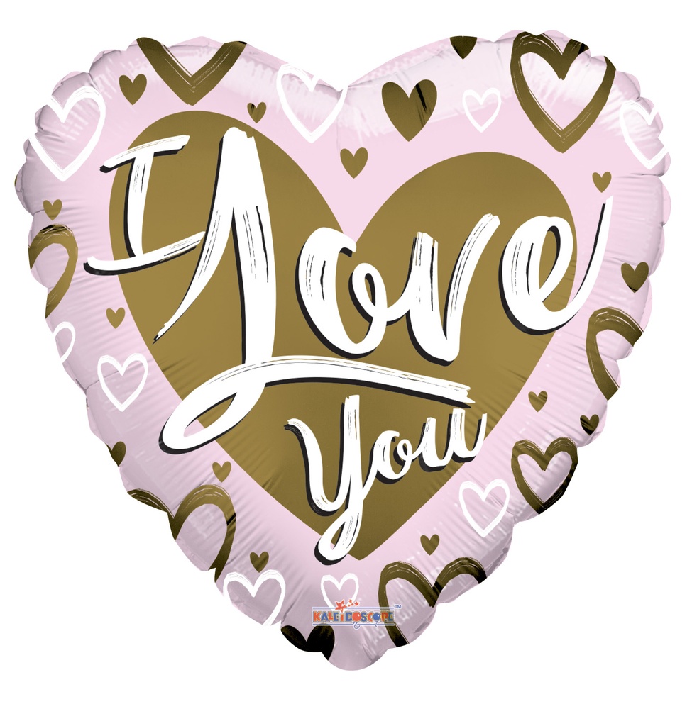 36" I Love You Gold & Pink Matte