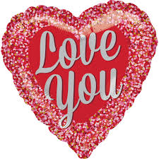 18" I Love You Silver Confetti