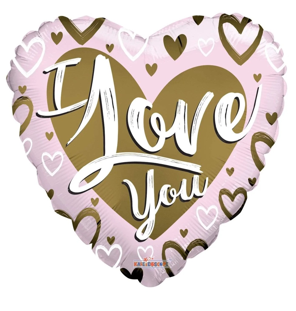 18" Golden Hearts I Love You