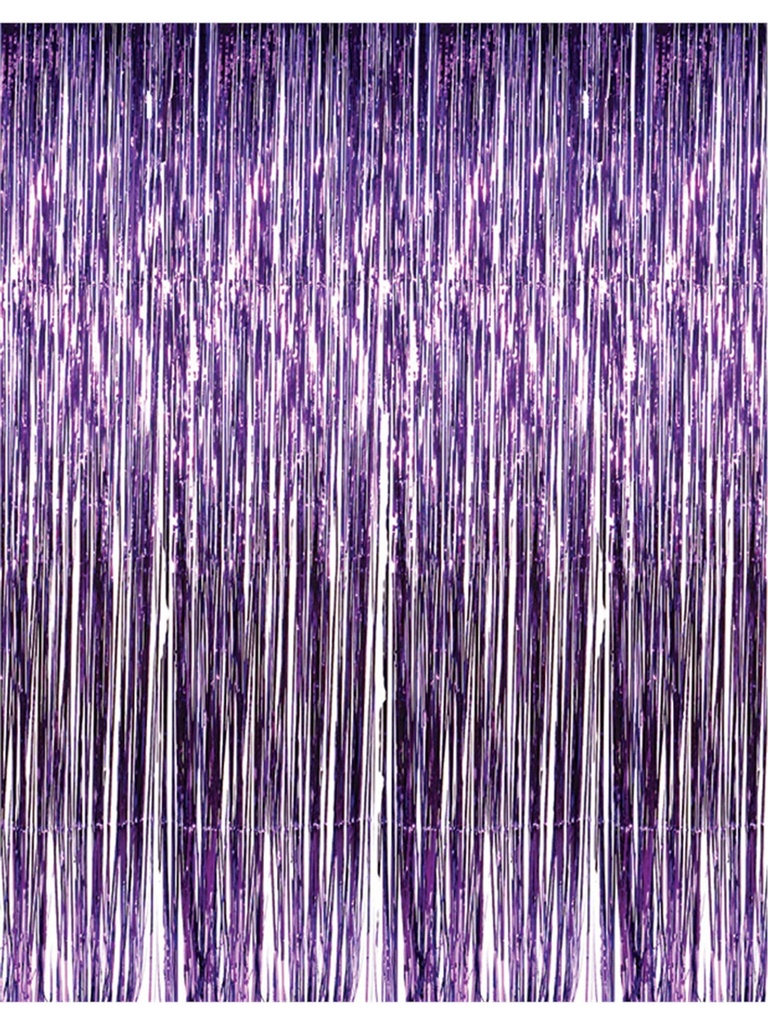 Foil Fringe Metallic Curtain Purple 3'x8'