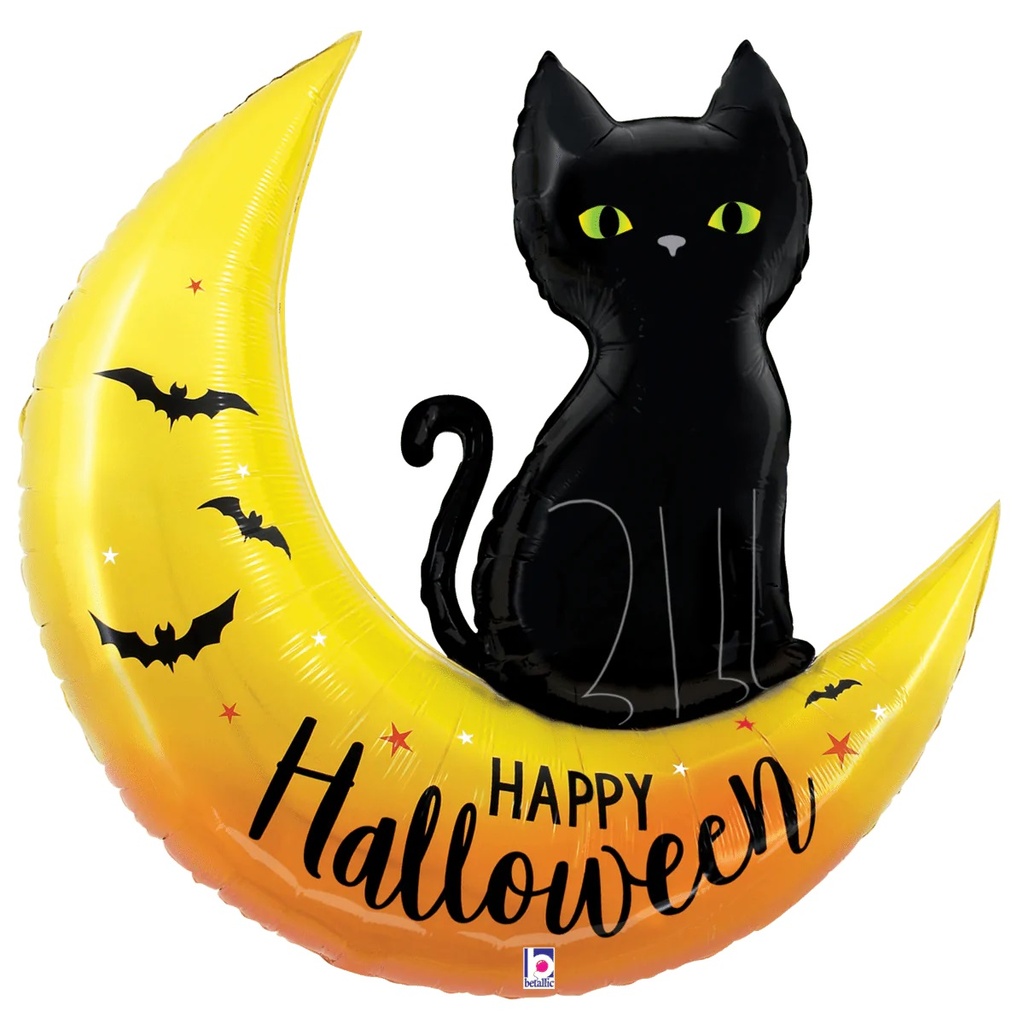 Happy Halloween Moon & Cat 30"