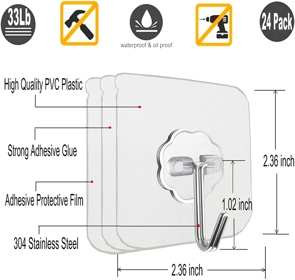 Ganchos Adhesivos Transparente 10pc