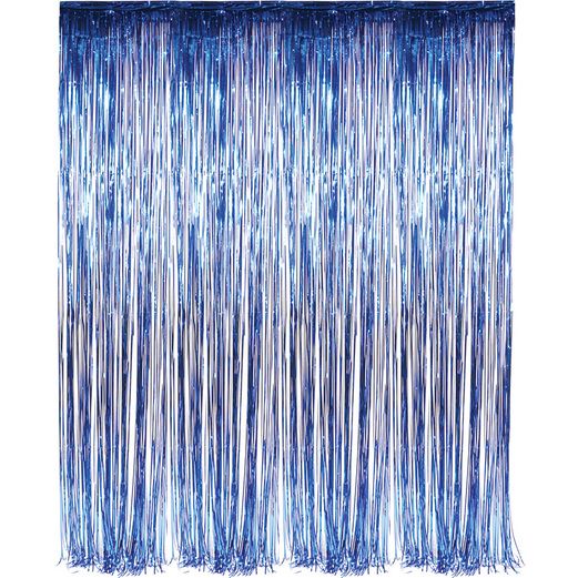 3'x8' Blue Metallic Fringe Curtain