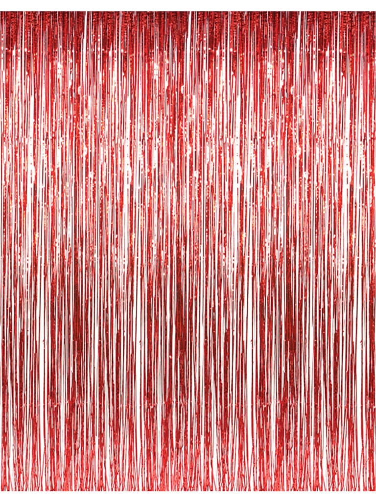 Foil Fring Metallic Curtain Red 3'x8'