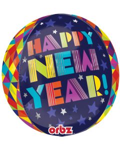16" Orbz Geometric New Year Balloon Packaged