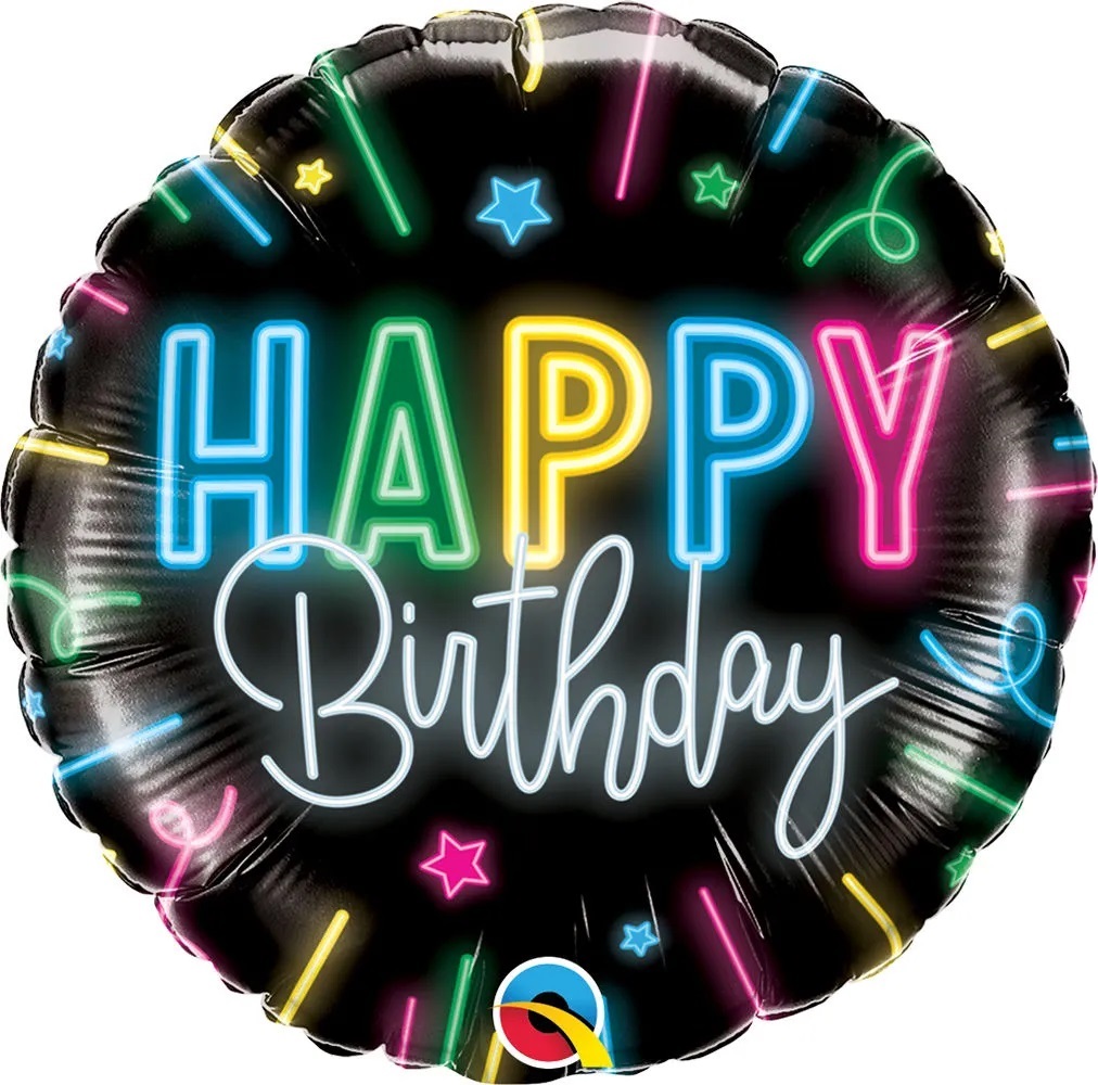 18" Happy Birthday Neon Glow