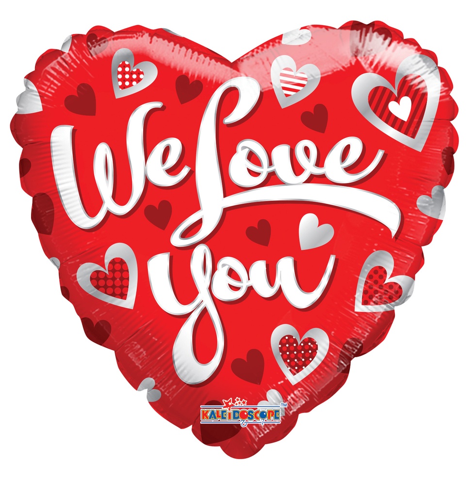 18″ Valentine We Love You Silver Hearts