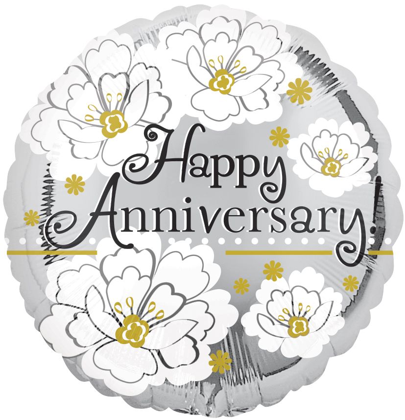 18" Happy Anniversary Silver