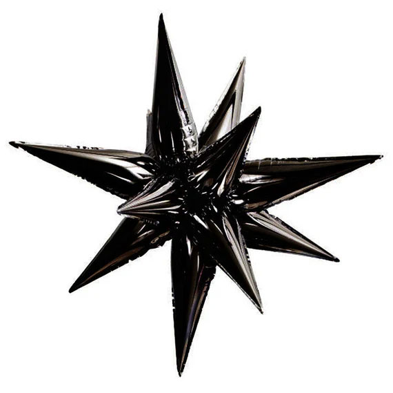 40" Exploding Stars Black Balloon