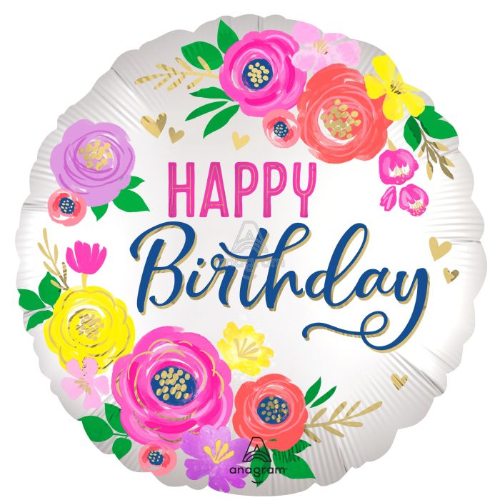 18" Satin Floral Birthday
