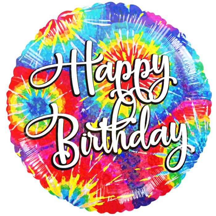 18" Holographic Tye Dye B'day