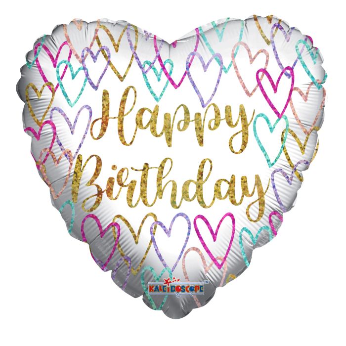 18" Glitter Hearts B'day
