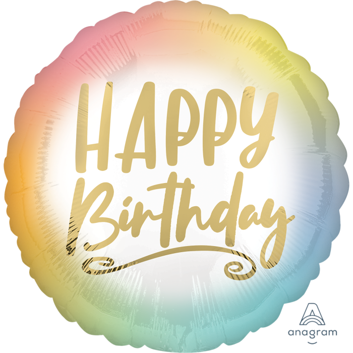 18" Gold Ombre Birthday Pkg