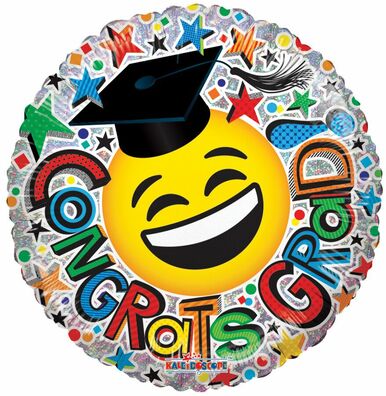 18" Congrats Grad Smiley Graduation Holographic