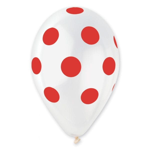 GS110: #000 Crystal Clear/Red Polka Dot