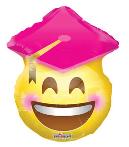18" Pink Cap Smile Emoji Graduation