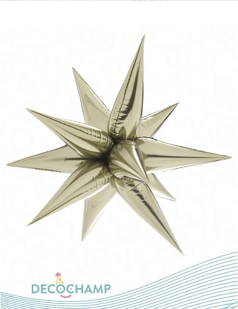 40" Starburst Balloons White Gold