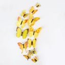 12 Pcs/Pack PVC 3D Butterfly Decoration Wall Sticker Set Yellow
