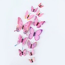 12 Pcs/Pack PVC 3D Butterfly Decoration Wall Sticker Set Pink