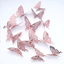 3D Buterfly Decorations Rose Gold 12 pack