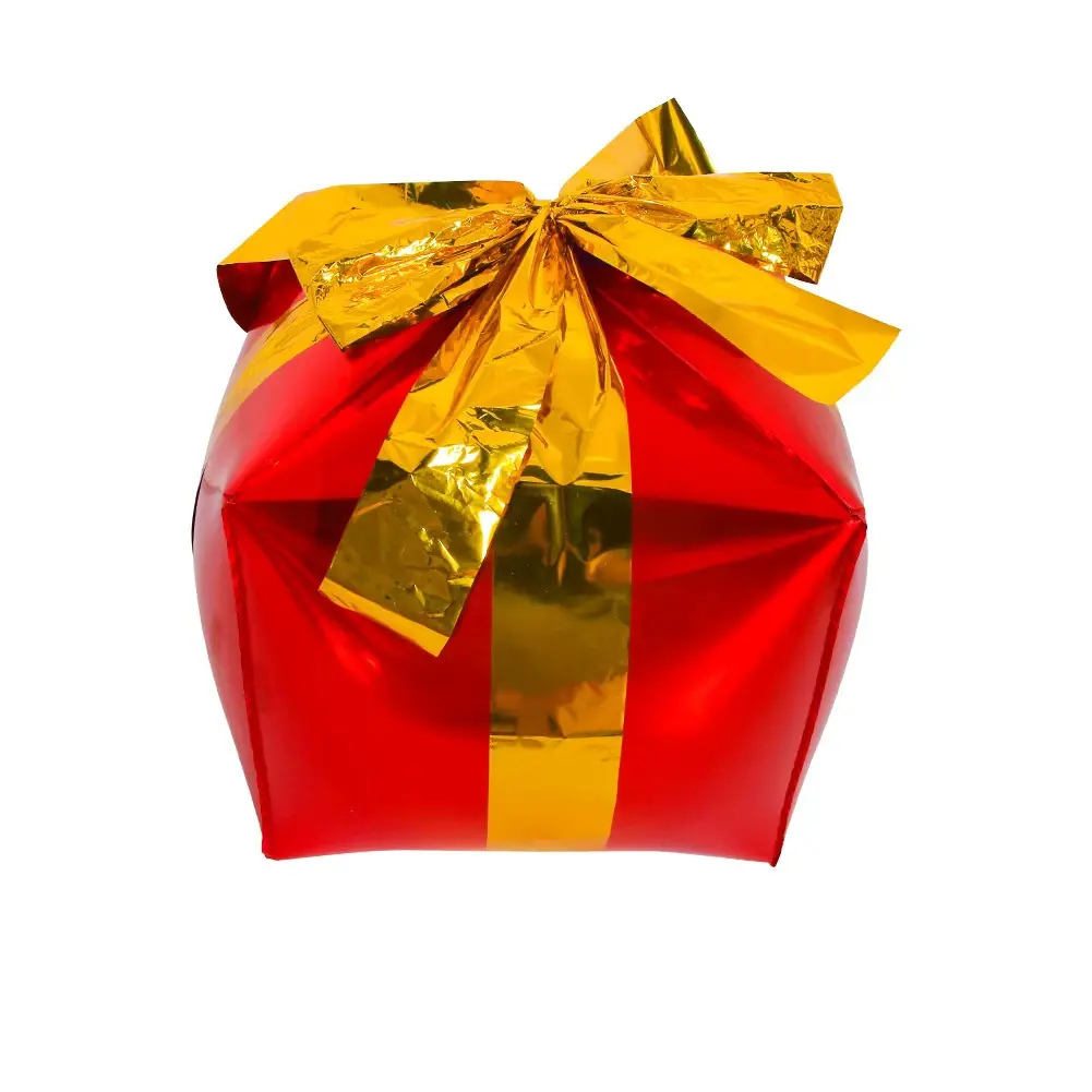 Christmas Cube Gift Box Red and Gold 32 cm