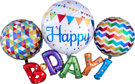 [312278] 56" Happy B-D-A-Y Multi-Balloon