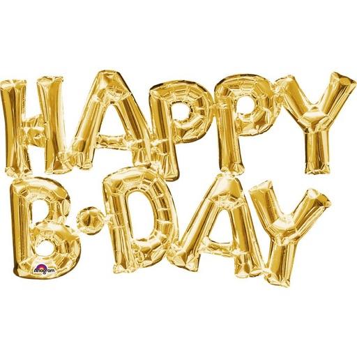 [026635337595] 16" Phrase Happy Birthday Gold