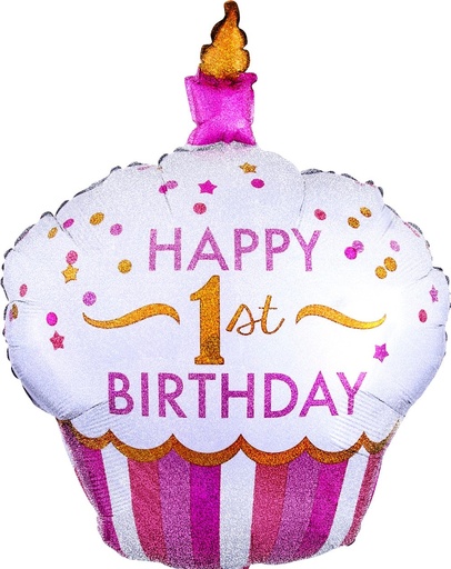 [026635345224] 36" 1st B'day Cupcake Girl