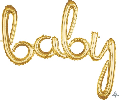 [36690] 39" Anagram Script "baby" Gold